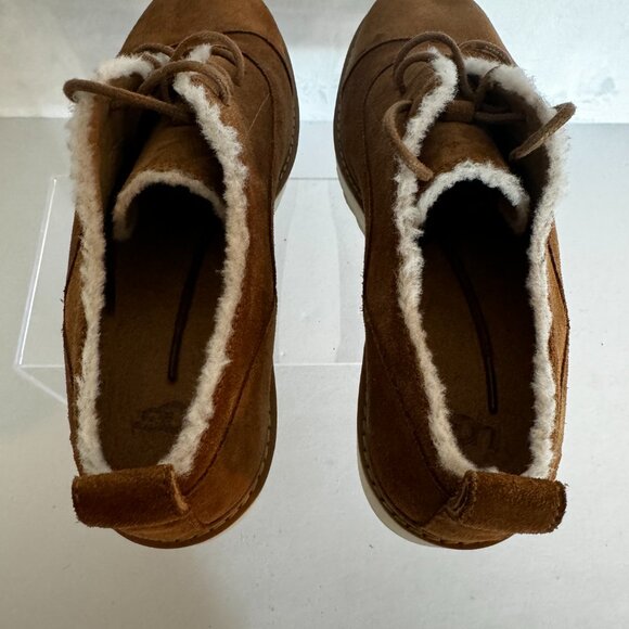 UGG Johanna Spill Seam Loafer Oxford Size 9 Suede Chestnut Wedge - Picture 8 of 13